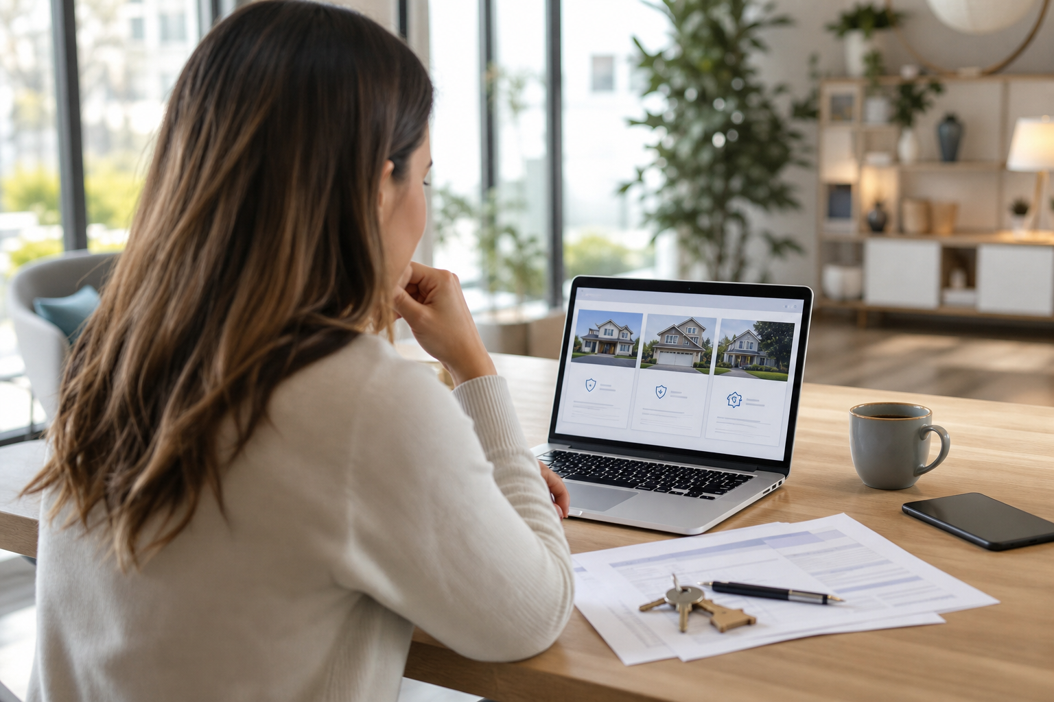 Assurance habitation comparée avec clés et documents sur une table