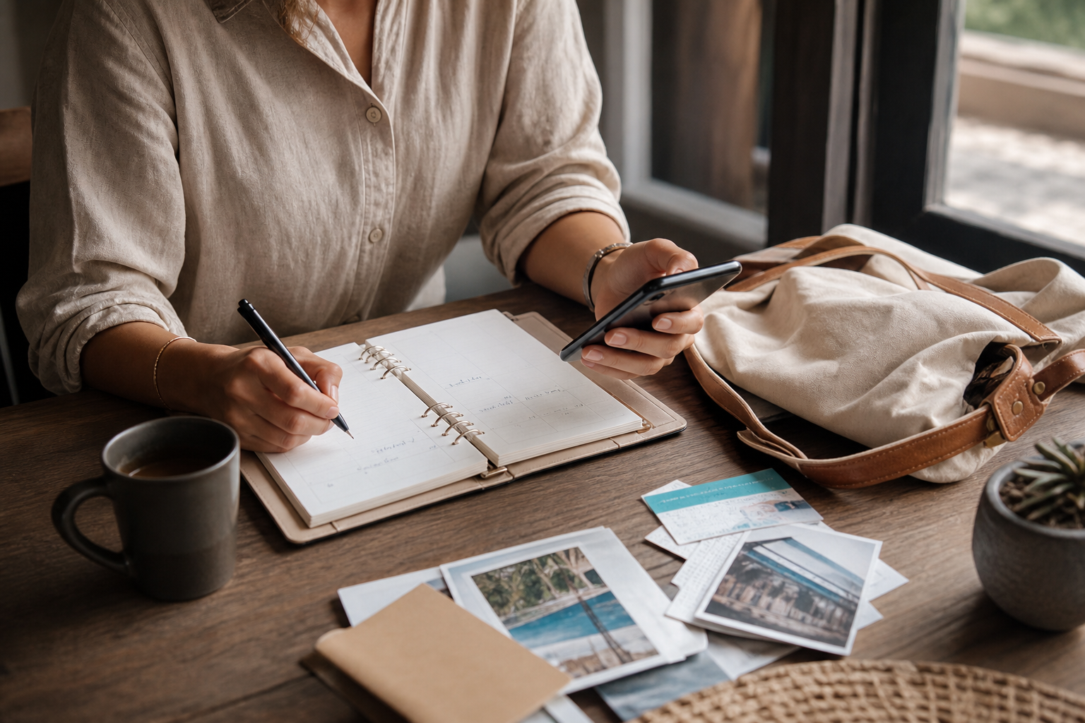 Organisation d’une activité de week-end avec agenda et sac léger