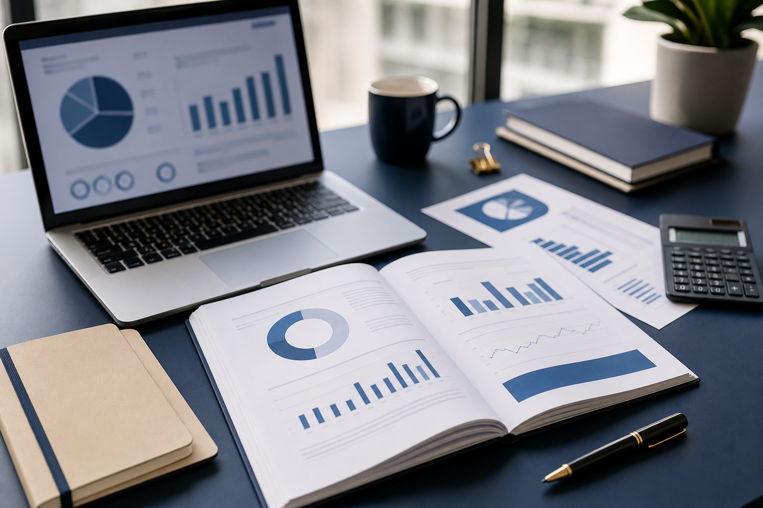 Dossier de business plan avec ordinateur et prévisions financières