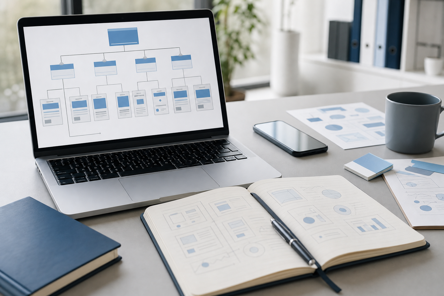 Organisation d’une présence en ligne sur ordinateur et carnet