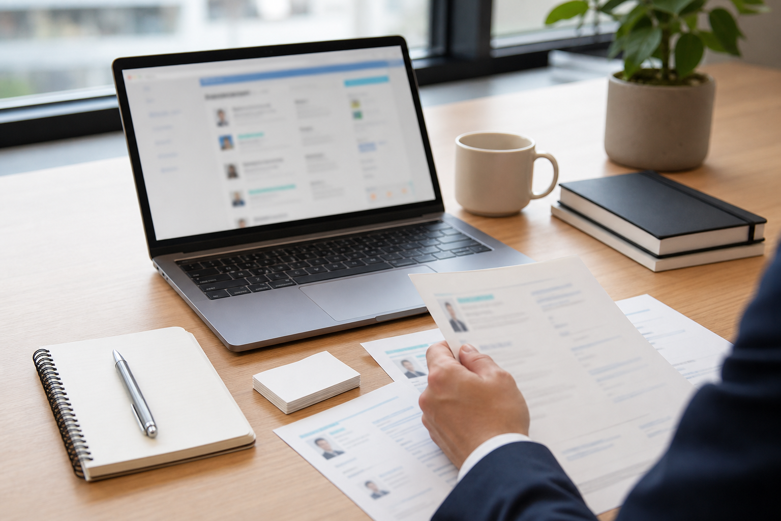 Ordinateur portable affichant un annuaire d’entreprises en ligne sur un bureau