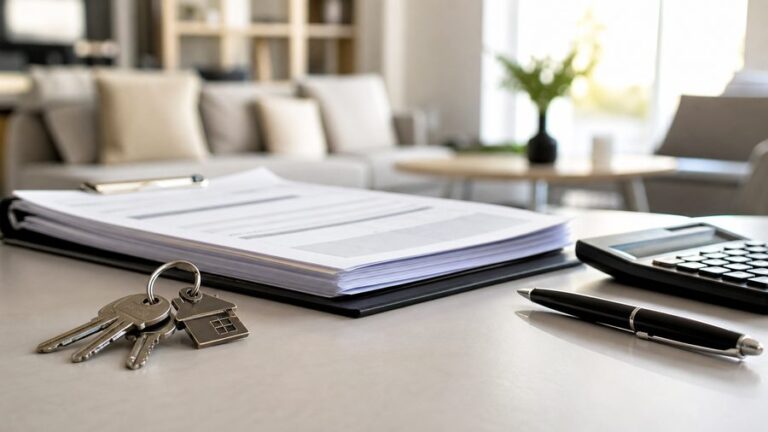 Clés, calculatrice et dossier pour comparer une assurance habitation