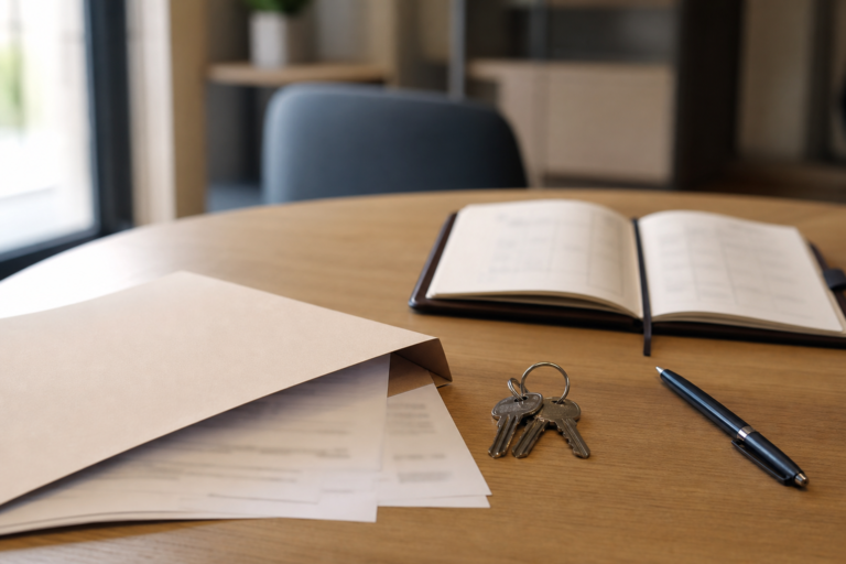 Photo réaliste illustrant dossier locataire complet dans l’univers Annuaire du Net — immobilier pratique