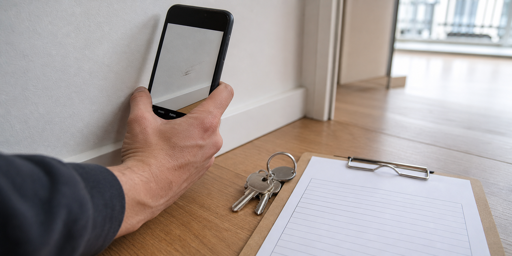 Photo d’un détail du logement pendant la préparation d’un état des lieux