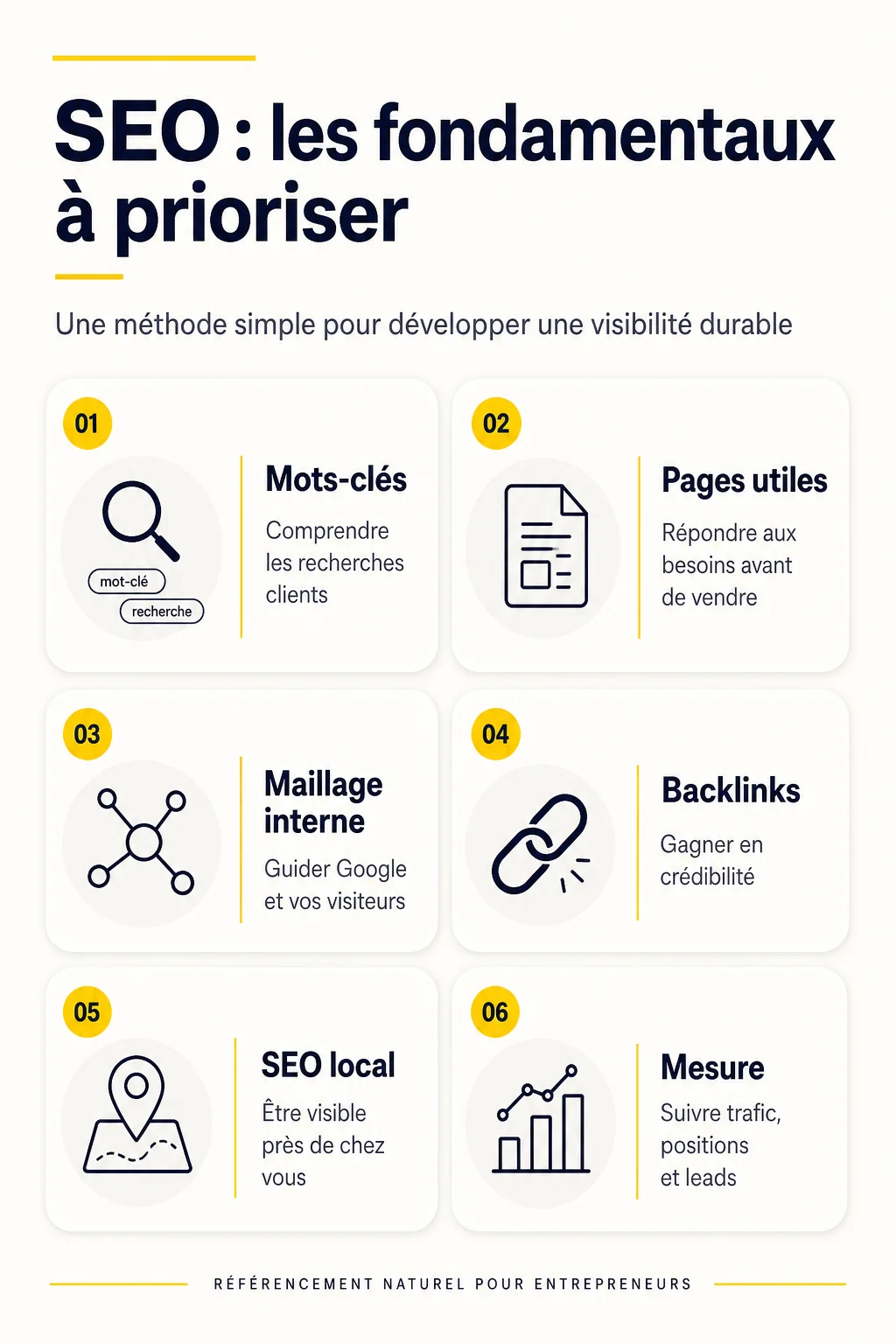 Infographie des fondamentaux SEO pour entrepreneurs