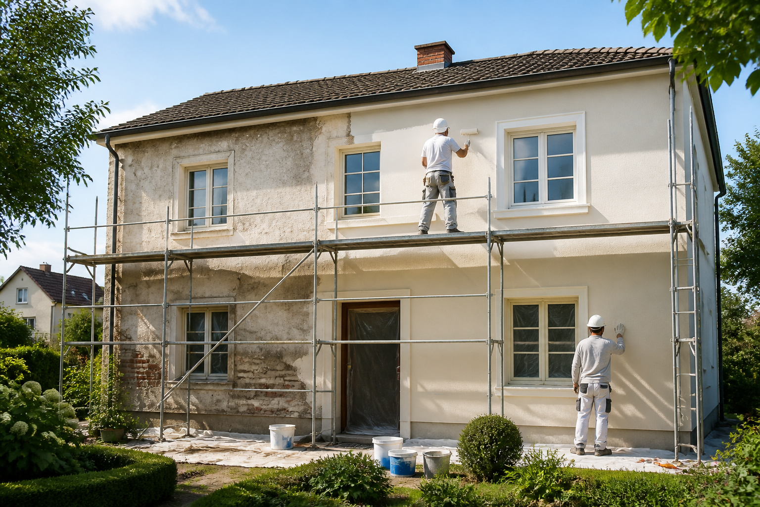 Renovation de facade transformation en cours
