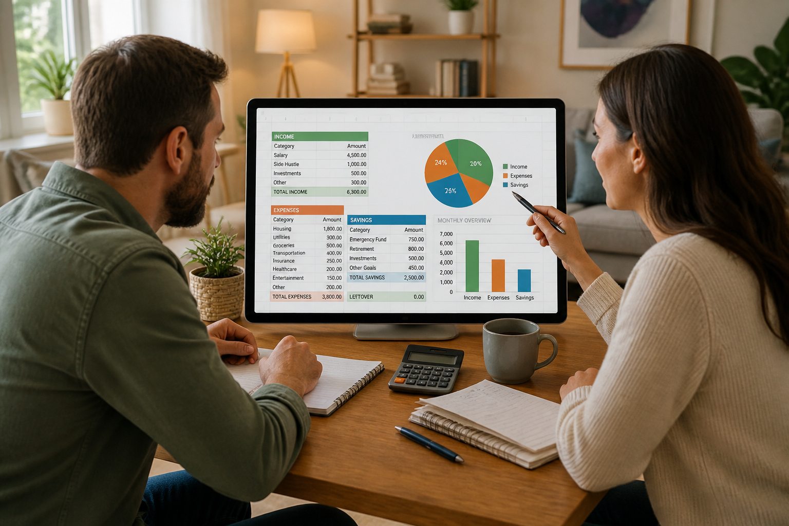 Couple gerant ses finances ensemble
