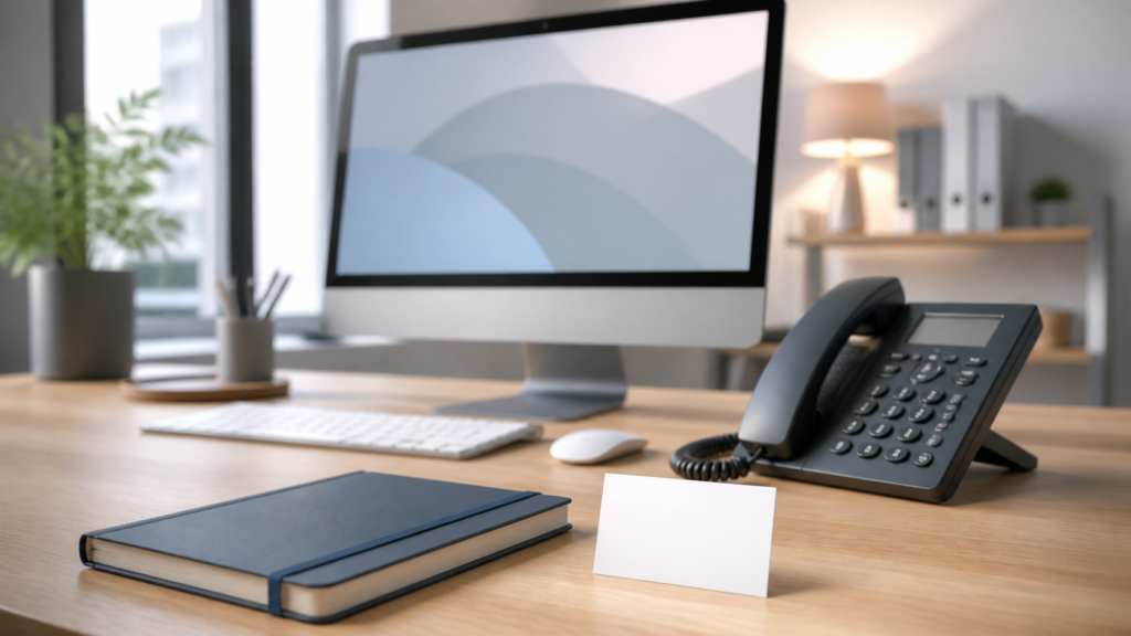 Bureau professionnel préparé pour recevoir une demande de contact