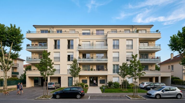 Immeuble résidentiel avec plusieurs appartements en façade