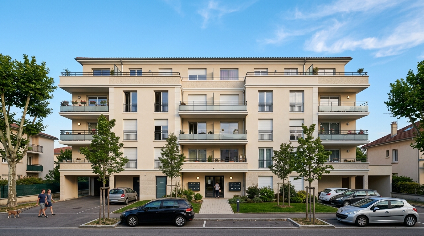 Immeuble résidentiel avec plusieurs appartements en façade