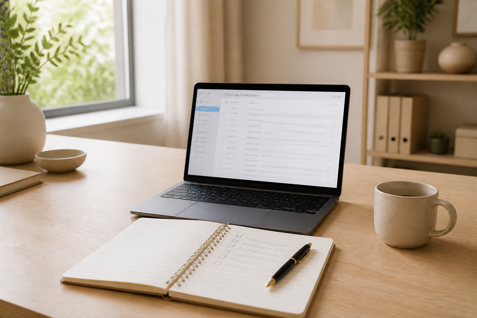 Bureau d'une petite entreprise préparant une newsletter
