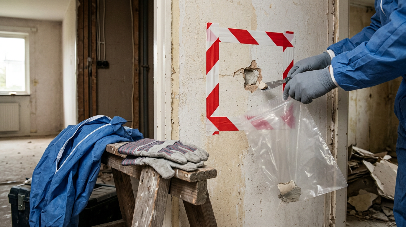 Prélèvement sécurisé d’un matériau ancien sur un chantier avant rénovation